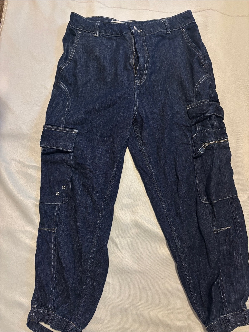 Pilcro Dark Blue Cargo Denim Pants